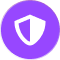 Purple shield icon with a white outline and check mark.